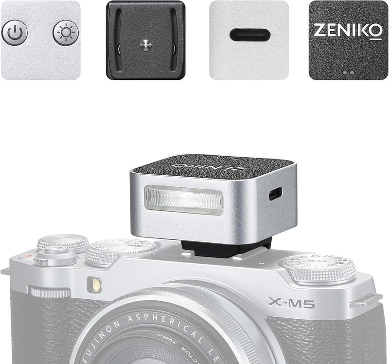 ZENIKO ZF04 Lightweight On-Camera Flash,Mini Flash Speedlite, CCT 6500K±200K,372 Full-Power Flash Light with Universal Hot Shoe Mount Fit for Canon, Nikon, Sony, Fuji,Leica Cameras (Silver) - Image 1